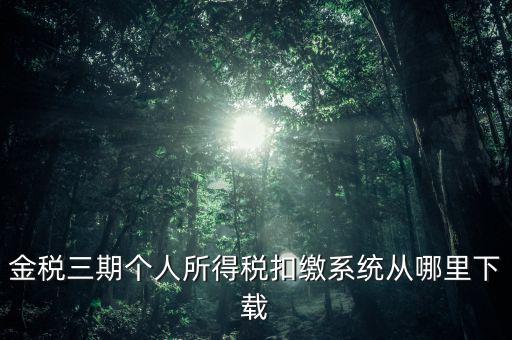 金三個(gè)稅申報(bào)系統(tǒng)如何下載，金稅三期個(gè)人所得稅扣繳系統(tǒng)從哪里下載