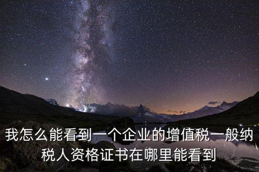 我怎么能看到一個(gè)企業(yè)的增值稅一般納稅人資格證書(shū)在哪里能看到