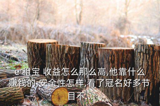 e 租寶 收益怎么那么高,他靠什么賺錢(qián)的,安全性怎樣,看了冠名好多節(jié)目不...