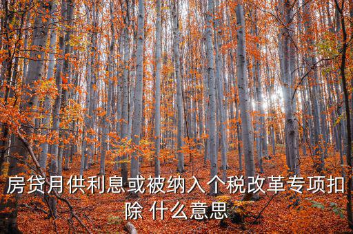 房貸月供利息或被納入個稅改革專項(xiàng)扣除 什么意思