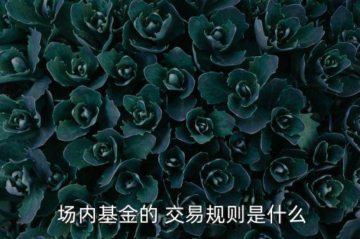  場內基金的 交易規(guī)則是什么