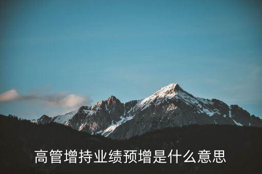 高管增持業(yè)績預增是什么意思