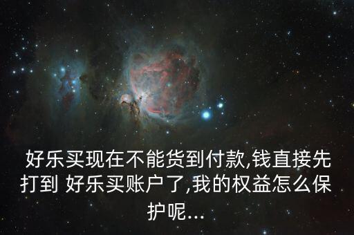  好樂(lè)買現(xiàn)在不能貨到付款,錢直接先打到 好樂(lè)買賬戶了,我的權(quán)益怎么保護(hù)呢...