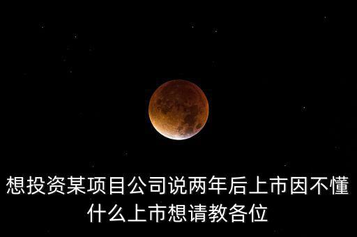 想投資某項(xiàng)目公司說兩年后上市因不懂什么上市想請教各位