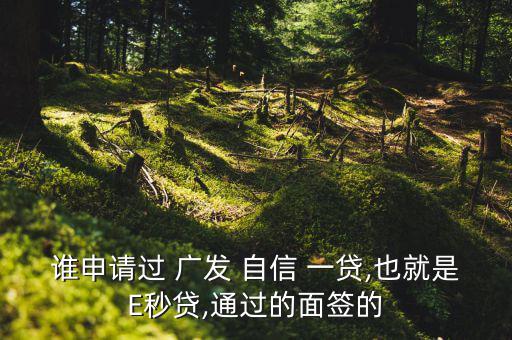 誰(shuí)申請(qǐng)過(guò) 廣發(fā) 自信 一貸,也就是E秒貸,通過(guò)的面簽的
