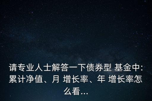 請專業(yè)人士解答一下債券型 基金中:累計凈值、月 增長率、年 增長率怎么看...