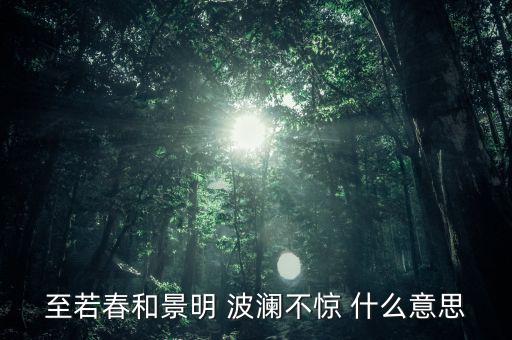 波瀾不驚形容什么，至若春和景明 波瀾不驚 什么意思