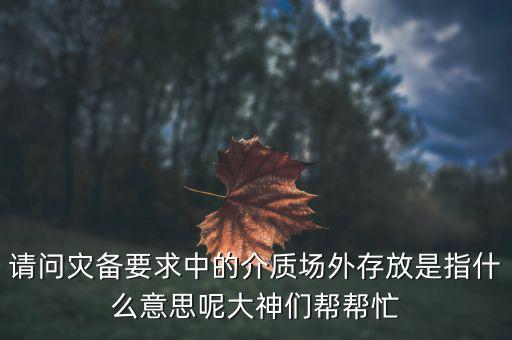 場外配置是什么意思，請問災(zāi)備要求中的介質(zhì)場外存放是指什么意思呢大神們幫幫忙