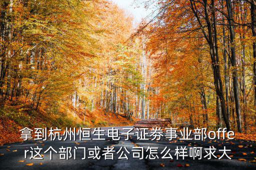 拿到杭州恒生電子證劵事業(yè)部offer這個(gè)部門(mén)或者公司怎么樣啊求大