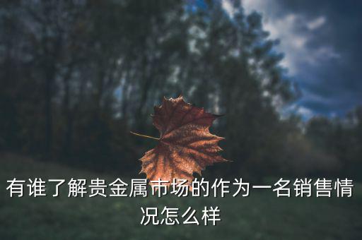 貴金屬公司為什么泛濫，有誰了解貴金屬市場的作為一名銷售情況怎么樣