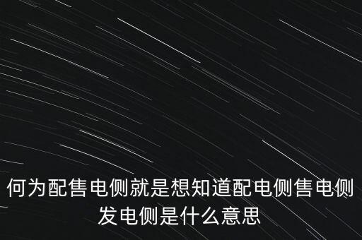 什么是發(fā)電側，發(fā)電側和變電側的側是什么意思啊