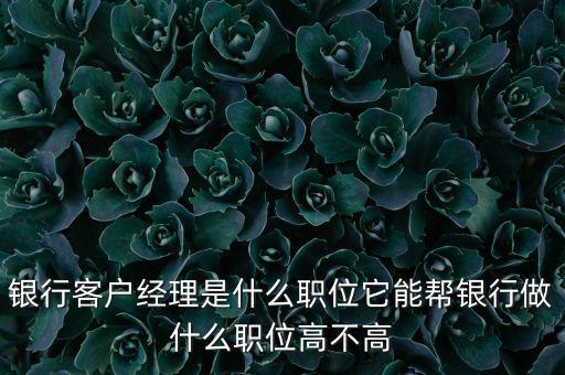 什么是銀行直銷客戶經(jīng)理，銀行客戶經(jīng)理是什么職位它能幫銀行做什么職位高不高