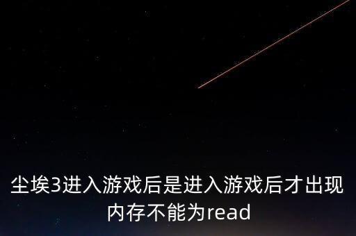 塵埃3進入游戲后是進入游戲后才出現內存不能為read