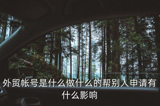 外貿帳號是什么做什么的幫別人申請有什么影響