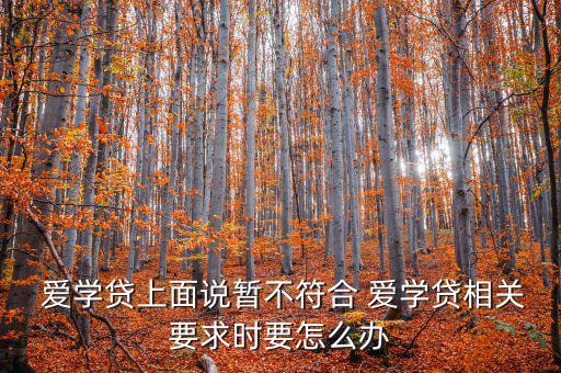  愛(ài)學(xué)貸上面說(shuō)暫不符合 愛(ài)學(xué)貸相關(guān)要求時(shí)要怎么辦