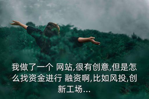 我做了一個 網站,很有創(chuàng)意,但是怎么找資金進行 融資啊,比如風投,創(chuàng)新工場...