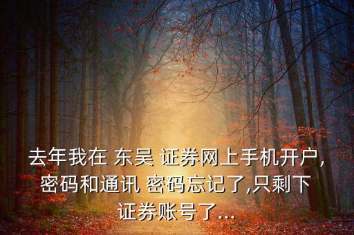 東吳證券密碼忘了怎么辦,如何使用數(shù)碼設(shè)備進行理財規(guī)劃?