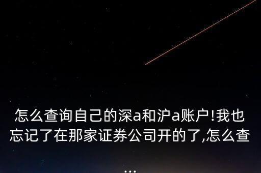 怎么查詢(xún)自己的深a和滬a賬戶(hù)!我也忘記了在那家證券公司開(kāi)的了,怎么查...