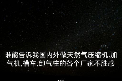 誰能告訴我國內(nèi)外做天然氣壓縮機(jī),加氣機(jī),槽車,卸氣柱的各個(gè)廠家不勝感...