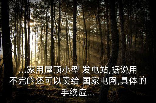 ...家用屋頂小型 發(fā)電站,據說用不完的還可以賣給 國家電網,具體的手續(xù)應...
