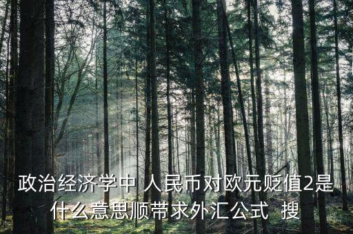 歐元貶值是什么意思，政治經濟學中 人民幣對歐元貶值2是什么意思順帶求外匯公式  搜