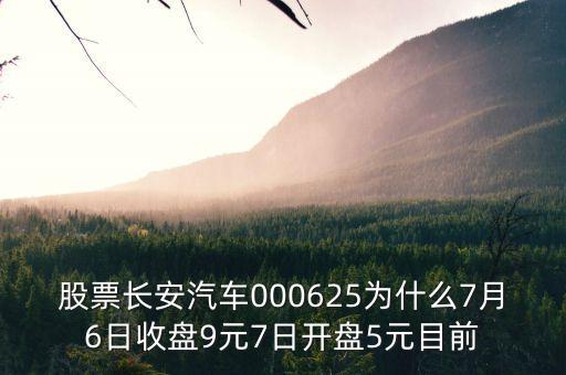 000625長安汽車屬什么板塊，股票長安汽車000625為什么7月6日收盤9元7日開盤5元目前