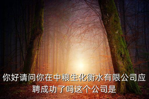 你好請(qǐng)問(wèn)你在中糧生化衡水有限公司應(yīng)聘成功了嗎這個(gè)公司是
