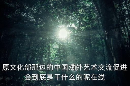 原文化部那邊的中國對(duì)外藝術(shù)交流促進(jìn)會(huì)到底是干什么的呢在線