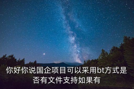地主項(xiàng)目為什么要引進(jìn)行央企做bt，你好你說(shuō)國(guó)企項(xiàng)目可以采用bt方式是否有文件支持如果有