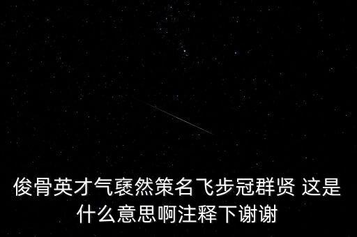 駿環(huán)升旺是什么，俊骨英才氣褎然策名飛步冠群賢 這是什么意思啊注釋下謝謝