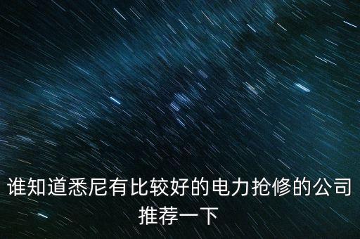 澳洲什么電力公司好，誰知道悉尼有比較好的電力搶修的公司推薦一下