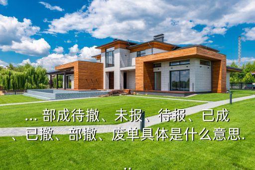 ... 部成待撤、未報(bào)、待報(bào)、已成、已撤、部撤、廢單具體是什么意思...