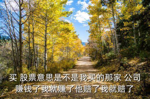 買(mǎi) 股票意思是不是我買(mǎi)的那家 公司賺錢(qián)了我就賺了他賠了我就賠了