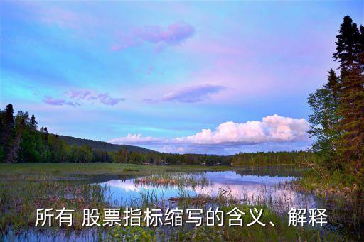 所有 股票指標(biāo)縮寫的含義、解釋