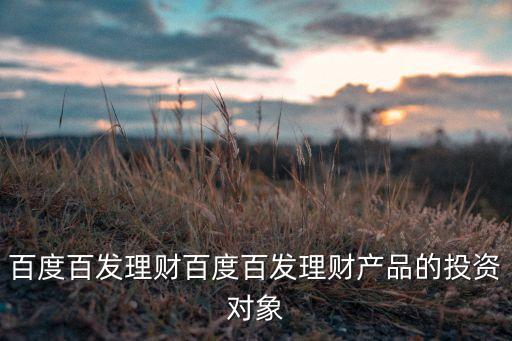 百度百發(fā)理財(cái)百度百發(fā)理財(cái)產(chǎn)品的投資對象