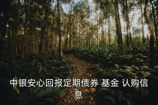中銀安心回報(bào)定期債券 基金 認(rèn)購信息