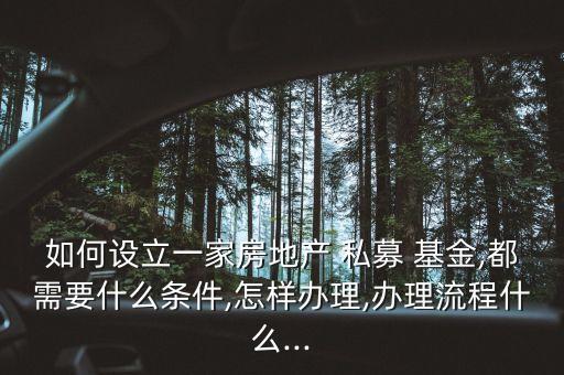 如何設立一家房地產(chǎn) 私募 基金,都需要什么條件,怎樣辦理,辦理流程什么...