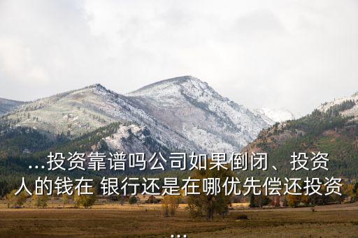 ...投資靠譜嗎公司如果倒閉、投資人的錢在 銀行還是在哪優(yōu)先償還投資...