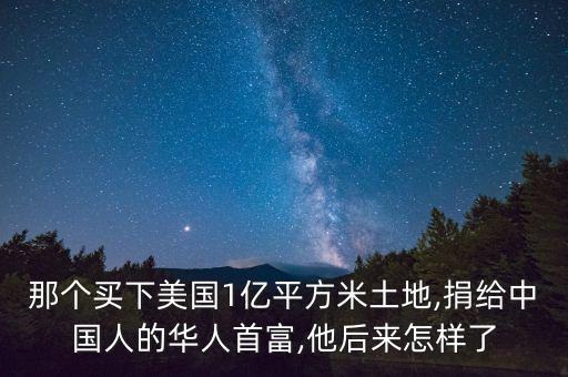 那個(gè)買下美國(guó)1億平方米土地,捐給中國(guó)人的華人首富,他后來怎樣了