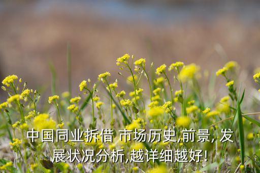 中國同業(yè)拆借 市場歷史,前景, 發(fā)展狀況分析,越詳細越好!