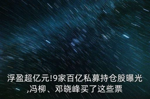 浮盈超億元!9家百億私募持倉(cāng)股曝光,馮柳、鄧曉峰買(mǎi)了這些票
