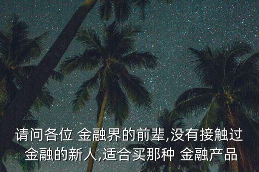 請問各位 金融界的前輩,沒有接觸過 金融的新人,適合買那種 金融產品