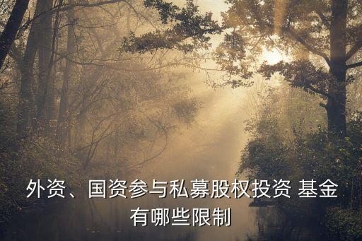  外資、國資參與私募股權投資 基金有哪些限制