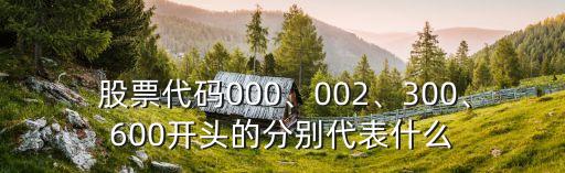  股票代碼000、002、300、600開(kāi)頭的分別代表什么