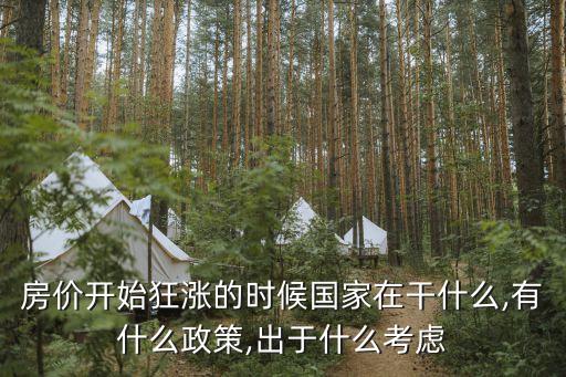 房?jī)r(jià)開始狂漲的時(shí)候國家在干什么,有什么政策,出于什么考慮