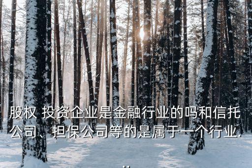 股權(quán) 投資企業(yè)是金融行業(yè)的嗎和信托公司、擔(dān)保公司等的是屬于一個(gè)行業(yè)...