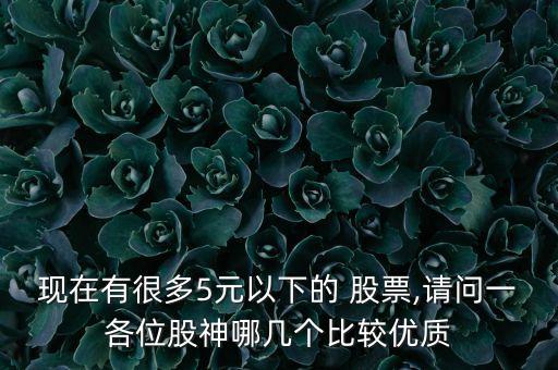 現在有很多5元以下的 股票,請問一各位股神哪幾個比較優(yōu)質