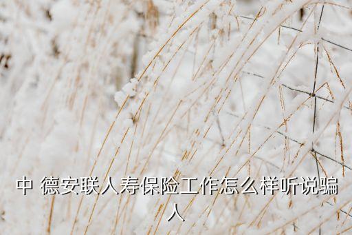 中 德安聯(lián)人壽保險(xiǎn)工作怎么樣聽說騙人