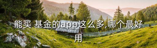 能買 基金的app這么多,哪個最好用