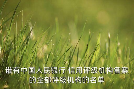 誰有中國人民銀行 信用評(píng)級(jí)機(jī)構(gòu)備案的全部評(píng)級(jí)機(jī)構(gòu)的名單